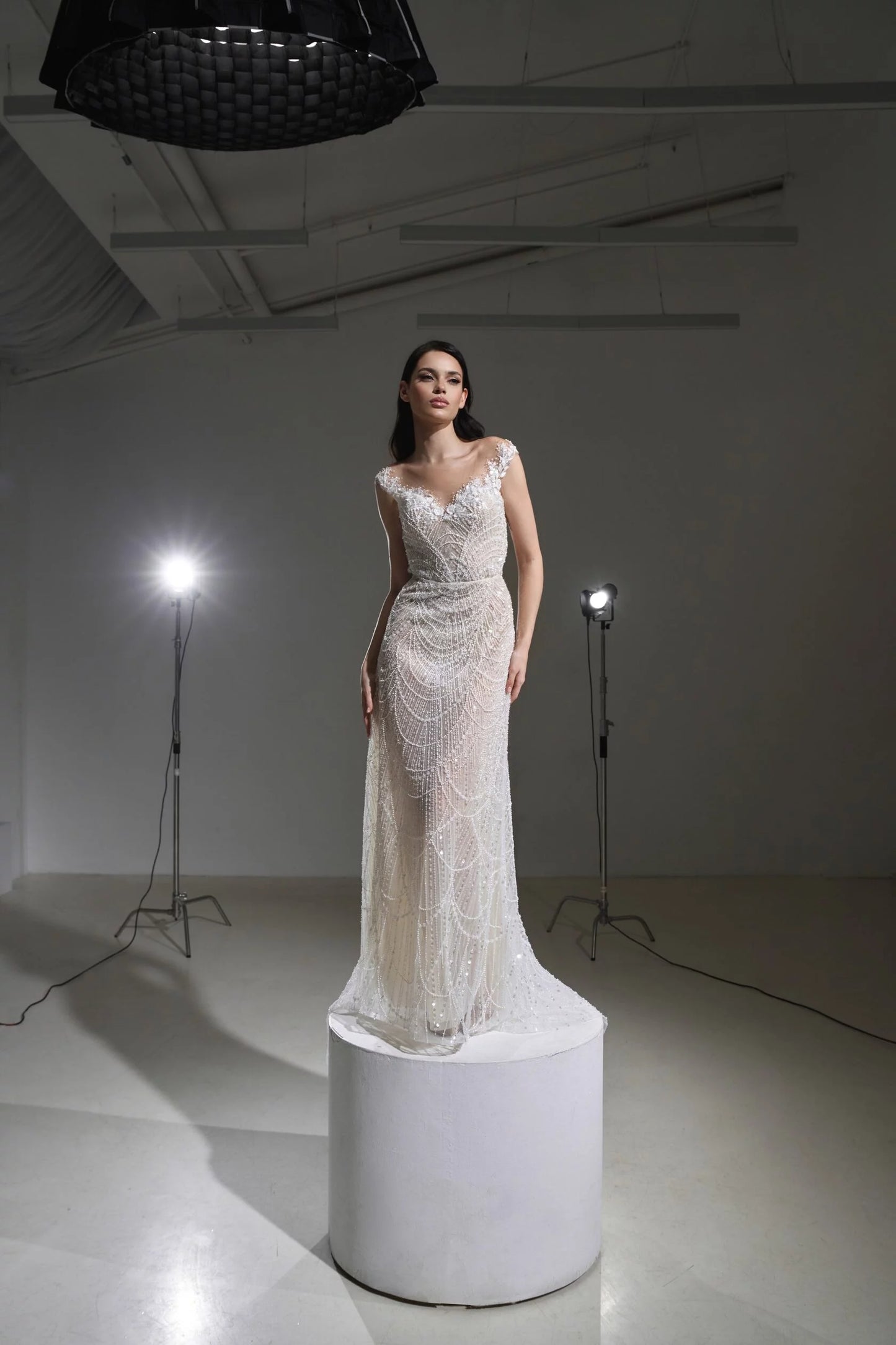 KARLTON All over beaded A-line gown