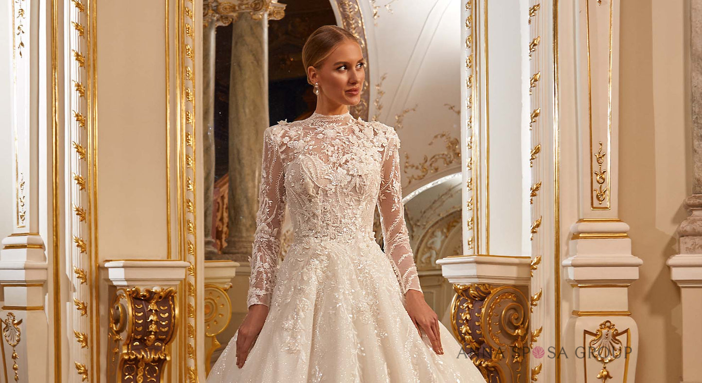 NARMA An amazing beaded wedding dress with very long train