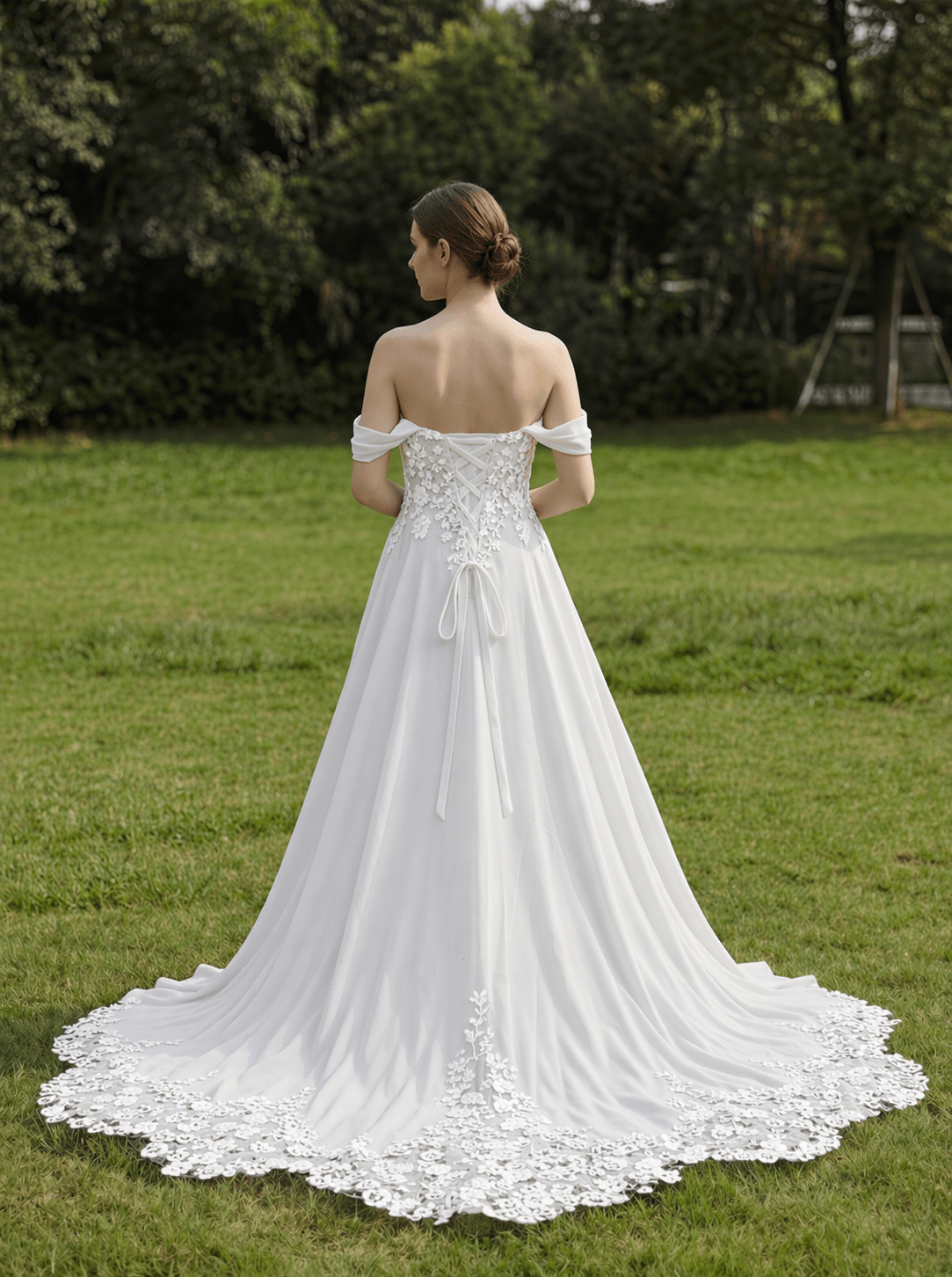 APRIL Floral embroidered A - line gown - Reflections Bridal Studio