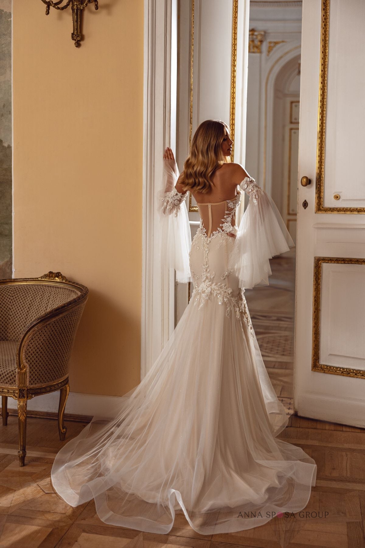 BRONTE Fitted gown with floral appliques - Reflections Bridal Studio