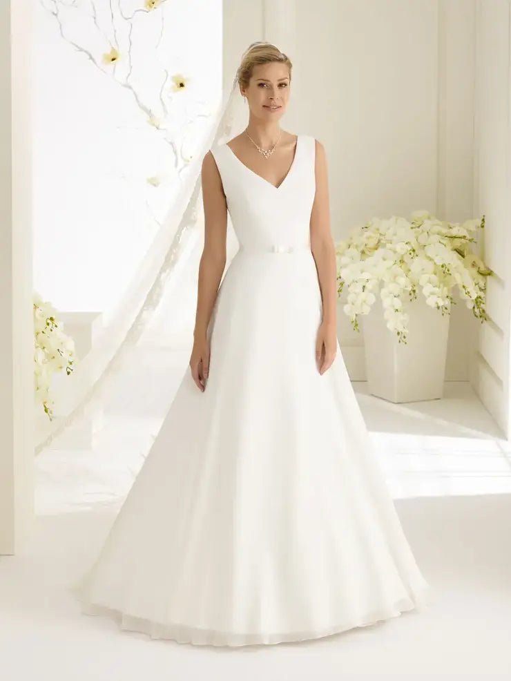 DALILA chiffon A - line gown V neck - Reflections Bridal Studio