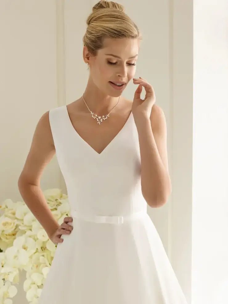 DALILA chiffon A - line gown V neck - Reflections Bridal Studio