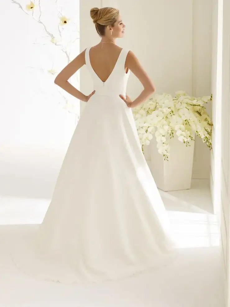 DALILA chiffon A - line gown V neck - Reflections Bridal Studio