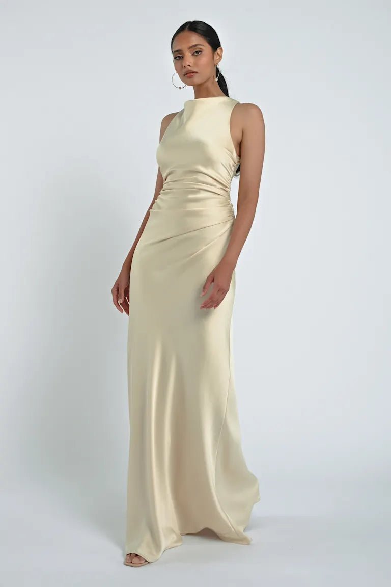 GRANT by Jenny Yoo luxe satin high neck - Reflections Bridal Studio