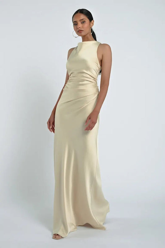 GRANT by Jenny Yoo luxe satin high neck - Reflections Bridal Studio