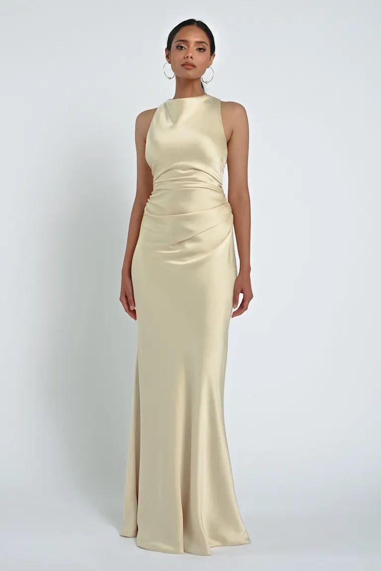 GRANT by Jenny Yoo luxe satin high neck - Reflections Bridal Studio