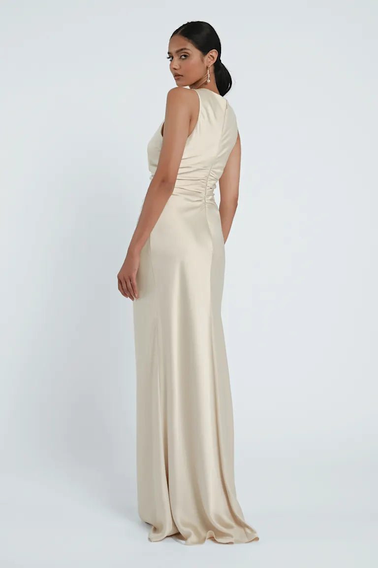 GRANT by Jenny Yoo luxe satin high neck - Reflections Bridal Studio