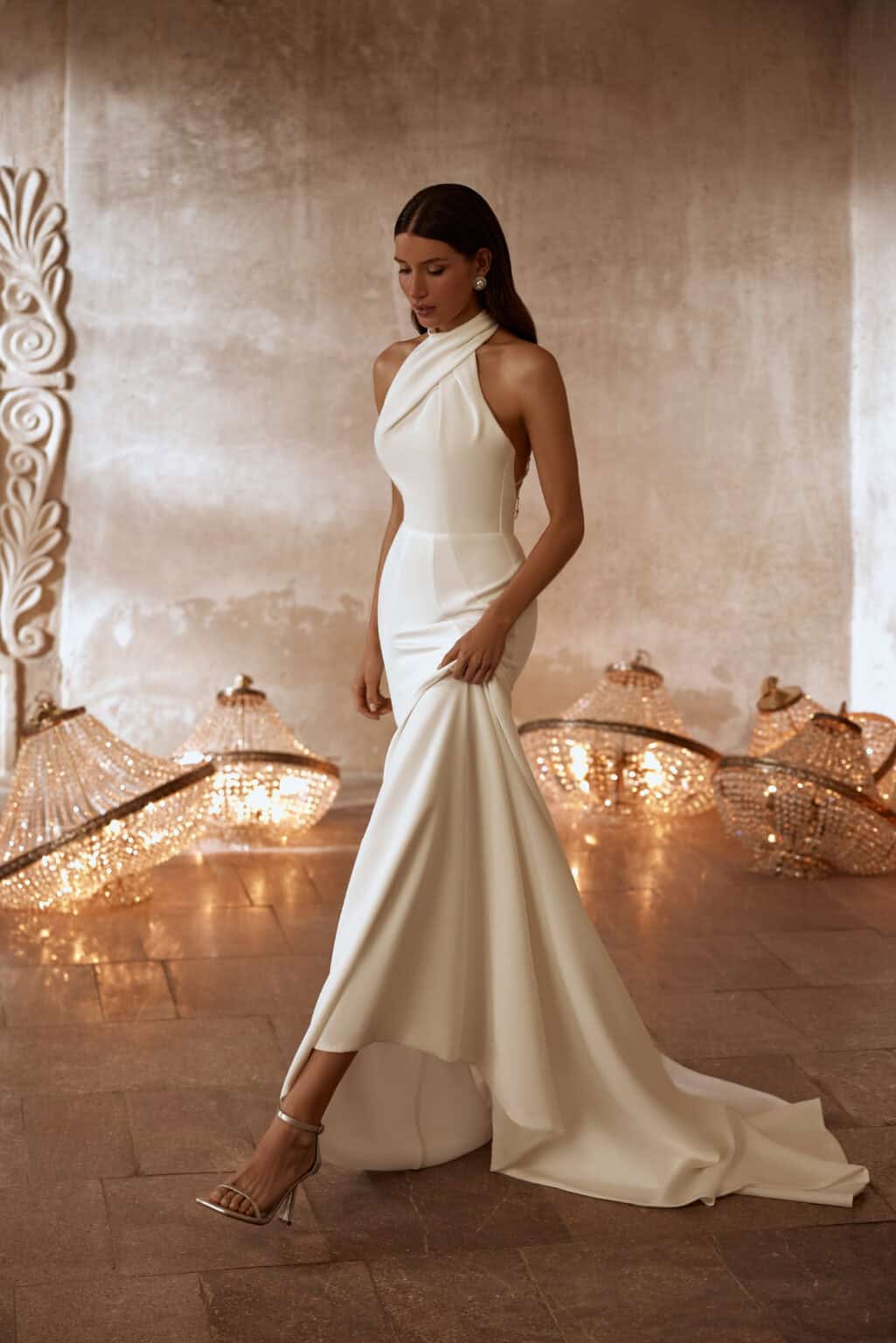 HILDA Soft satin halterneck wedding dress - Reflections Bridal Studio