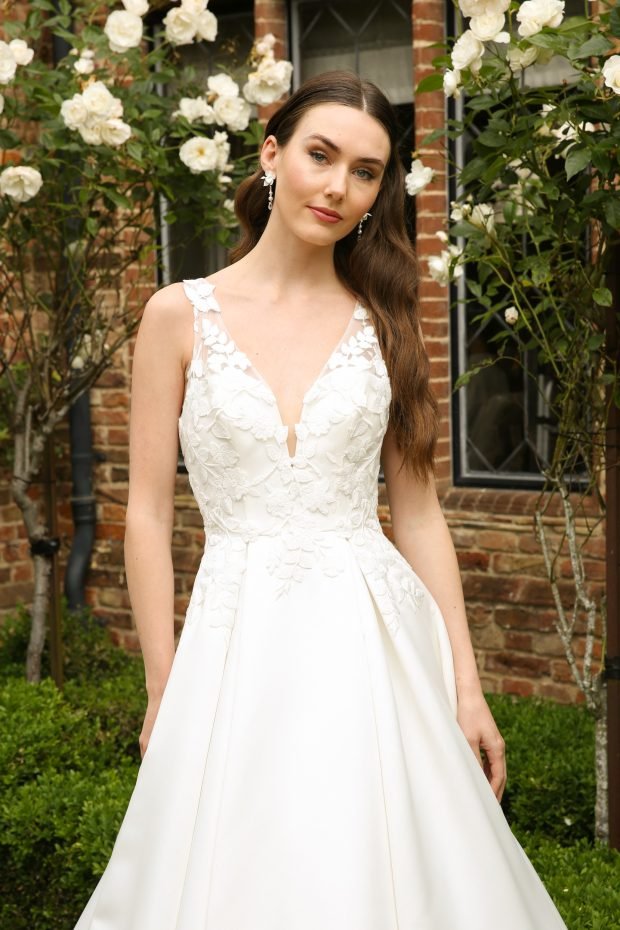 JUDE Satin ballgown with lace bodice upto Size 42 - Reflections Bridal Studio