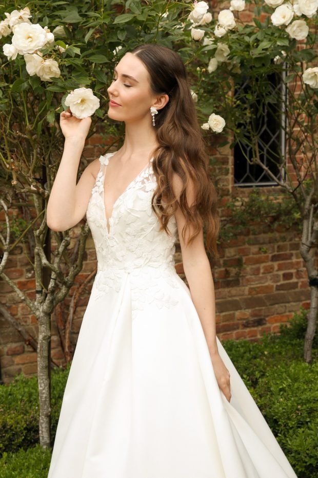 JUDE Satin ballgown with lace bodice upto Size 42 - Reflections Bridal Studio