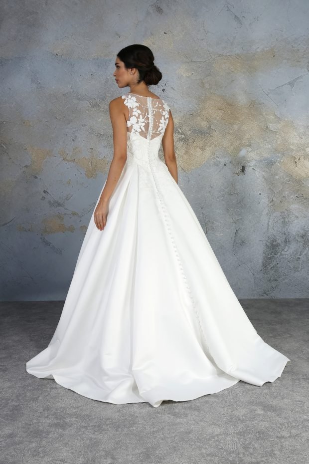 JUDE Satin ballgown with lace bodice upto Size 42 - Reflections Bridal Studio
