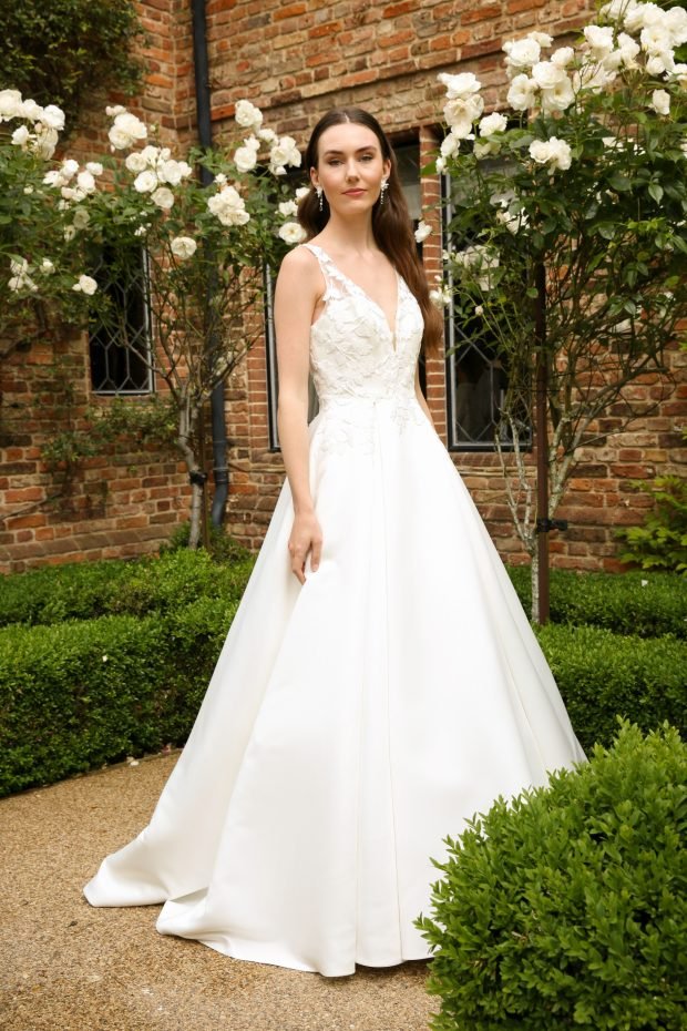 JUDE Satin ballgown with lace bodice upto Size 42 - Reflections Bridal Studio