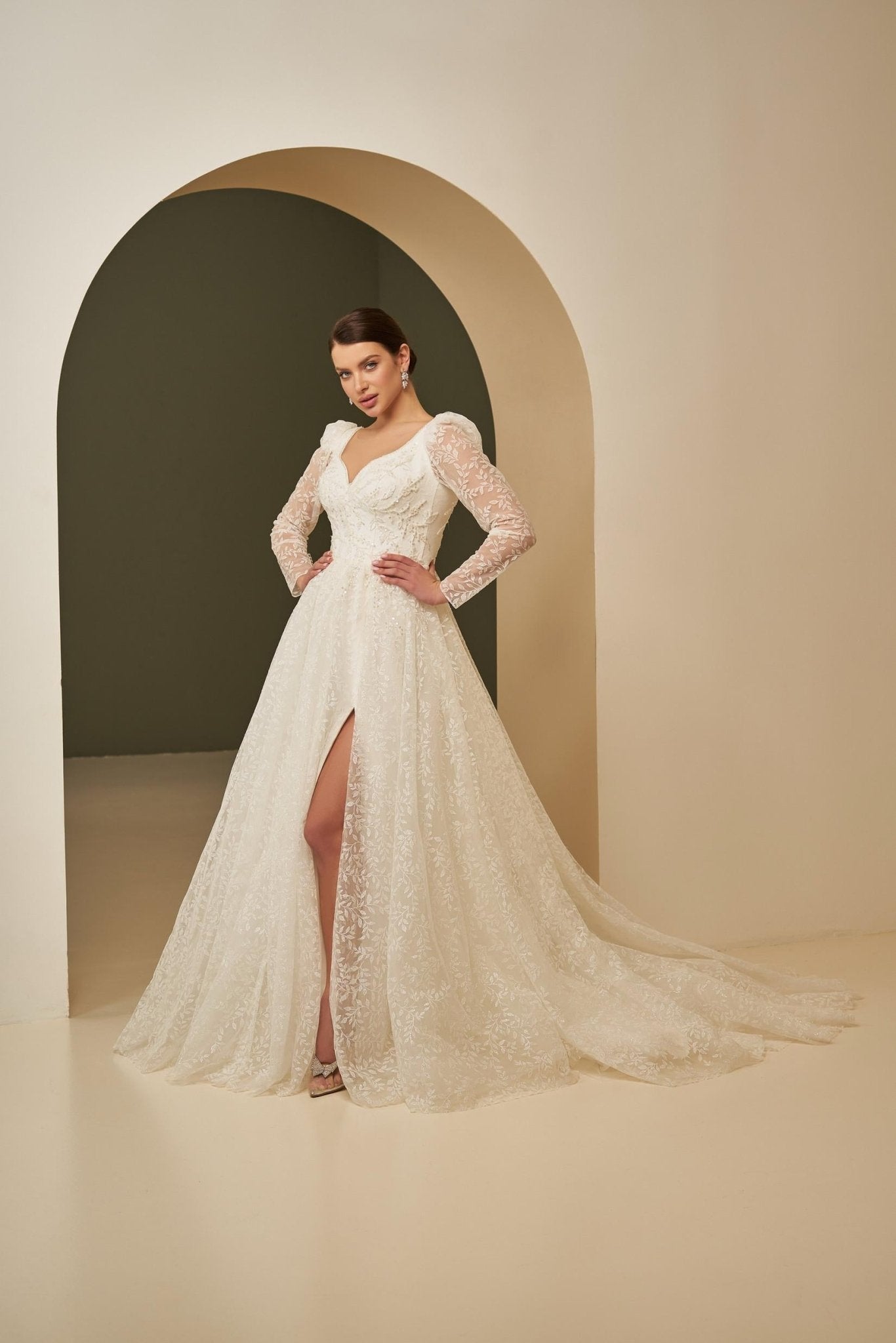 KSENIA Very sparkly lace long sleeve ballgown - Reflections Bridal Studio