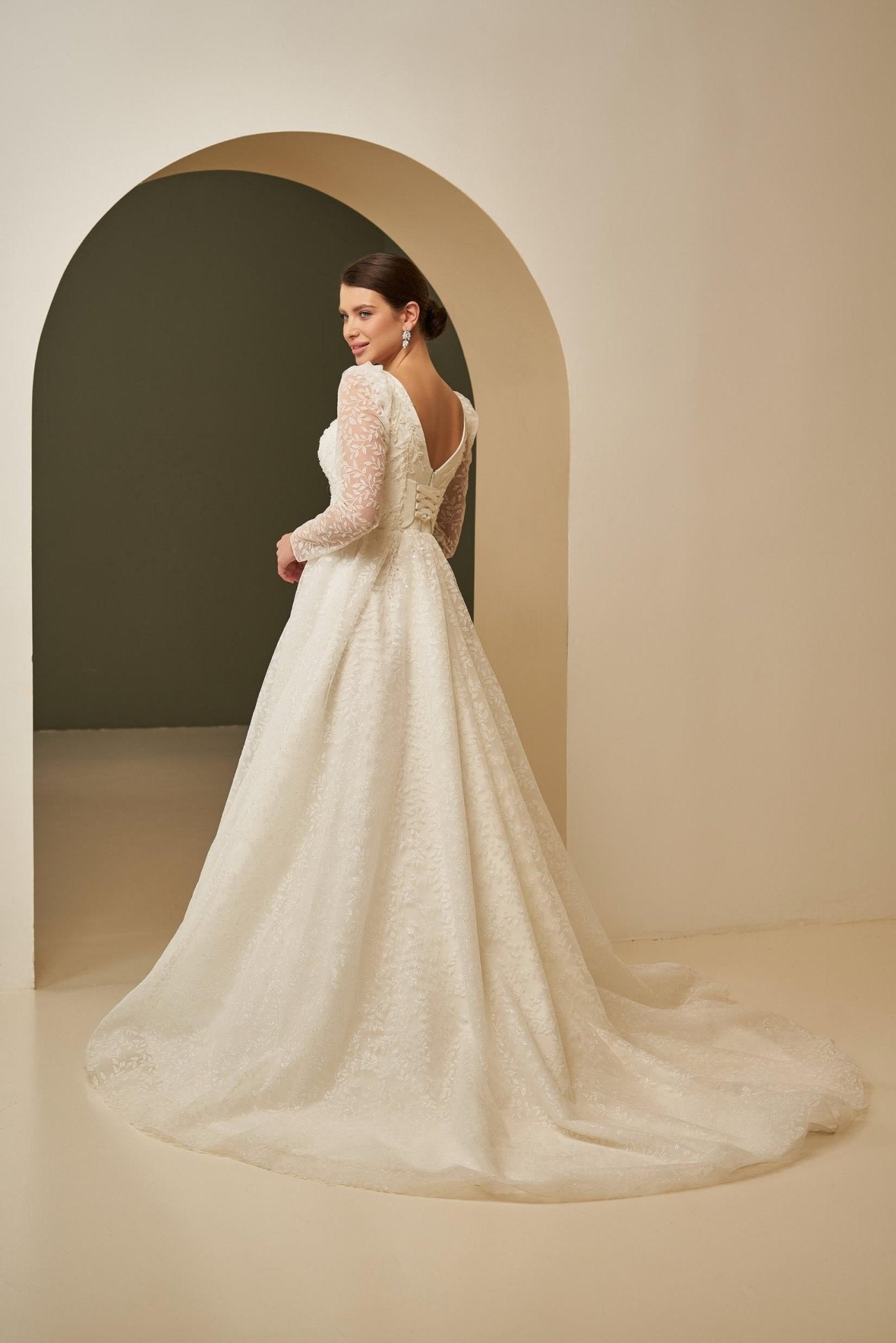 KSENIA Very sparkly lace long sleeve ballgown - Reflections Bridal Studio