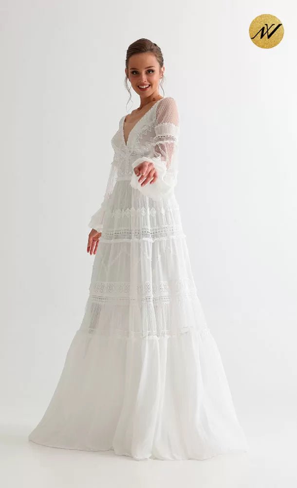 LILI A boho style dress suitable for a casual wedding - Reflections Bridal Studio