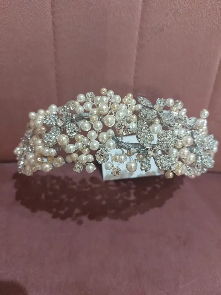 Luxe Pearl And Crystal Tiara - Reflections Bridal Studio