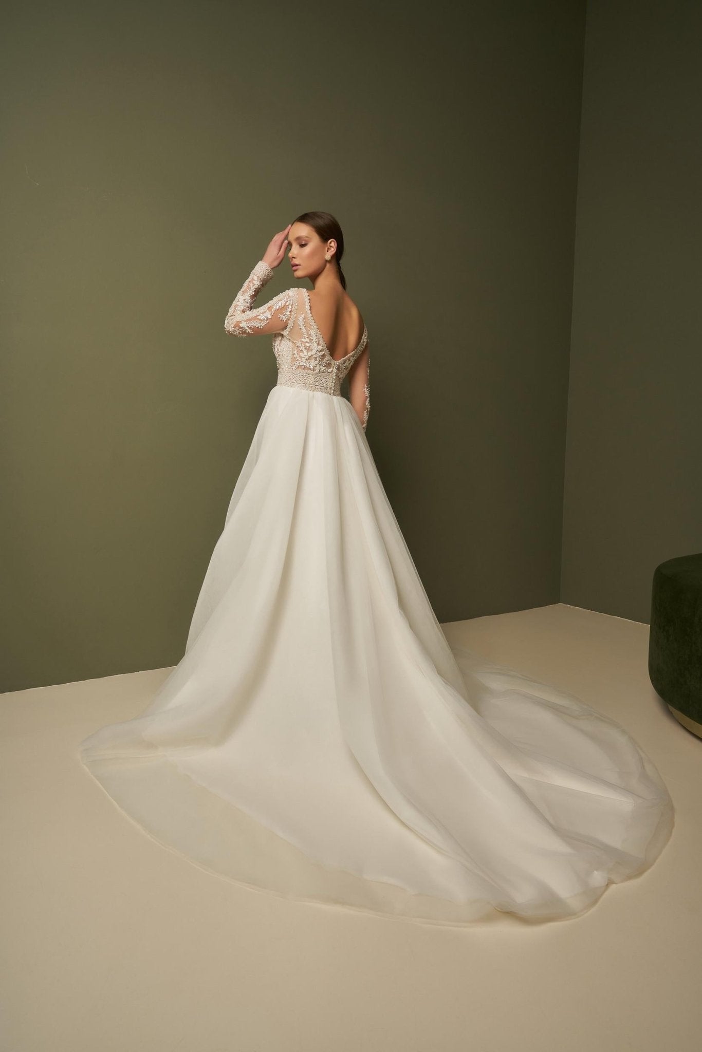 MILANA Lace beaded bodice on pleated A - line skirt - Reflections Bridal Studio