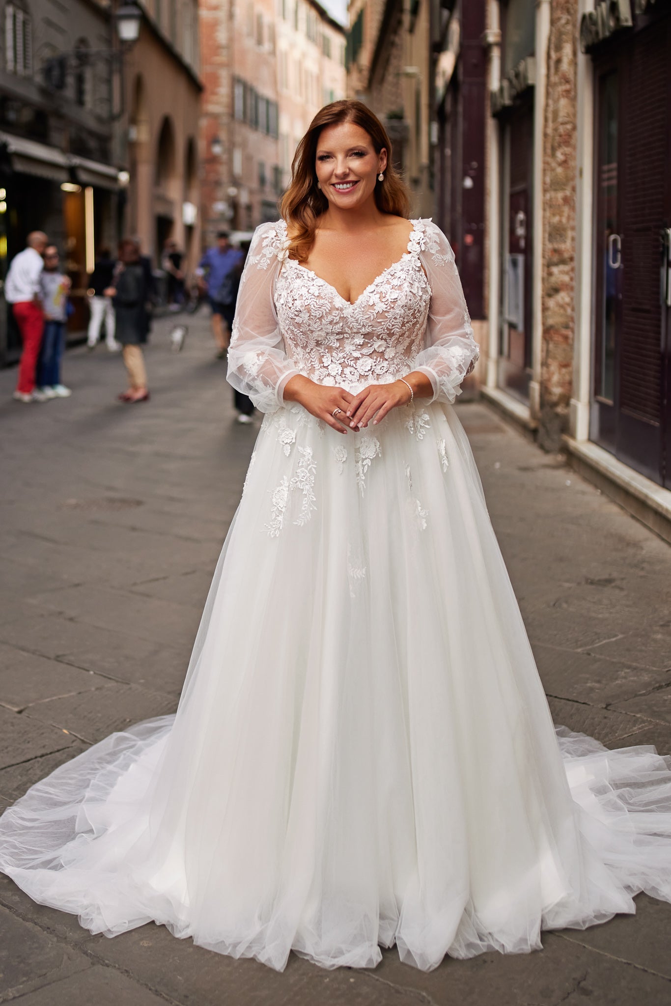 MISSY Tulle and lace gown with detachable sleeves - Reflections Bridal Studio