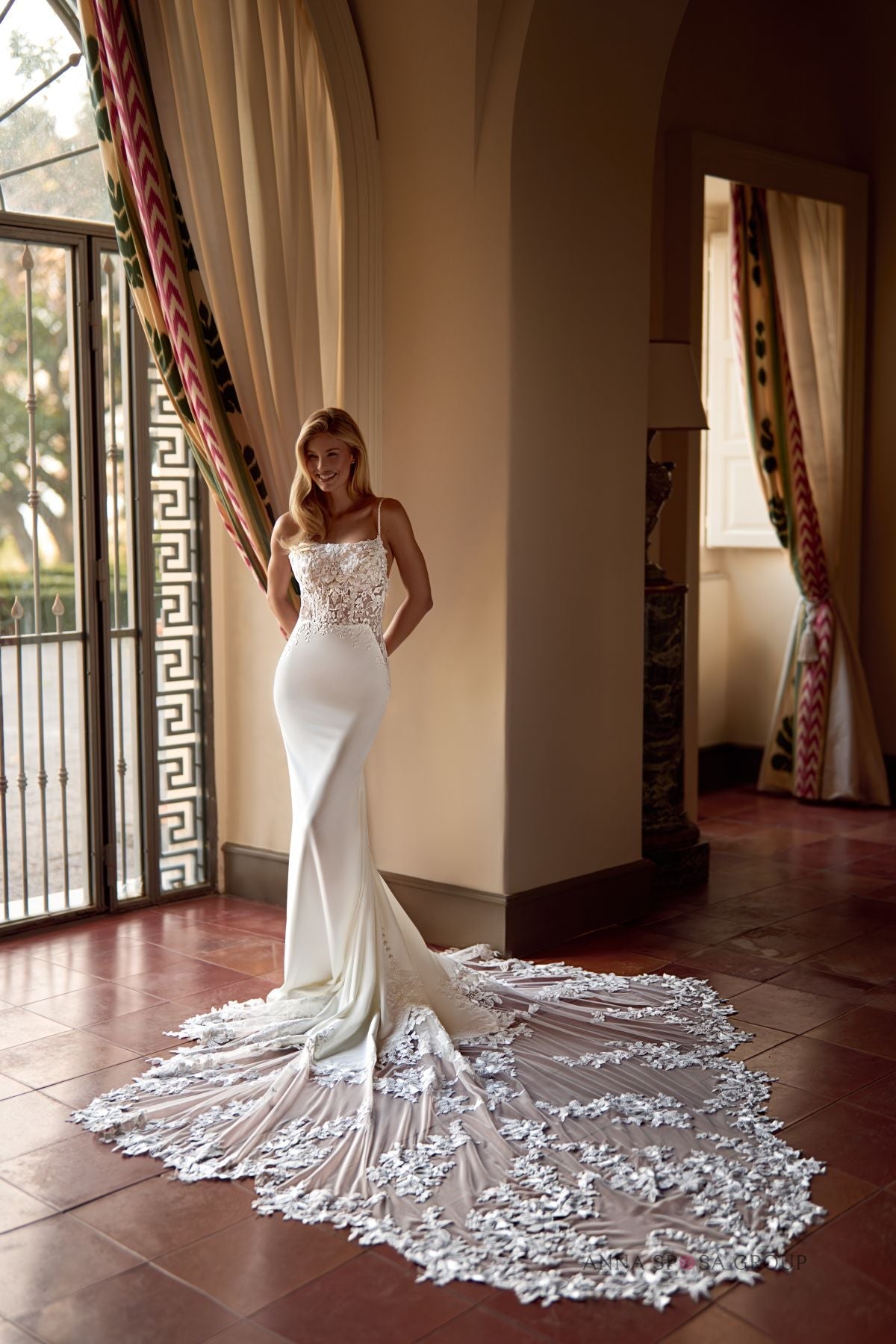 NARA Crepe and lace sheath gown - Reflections Bridal Studio