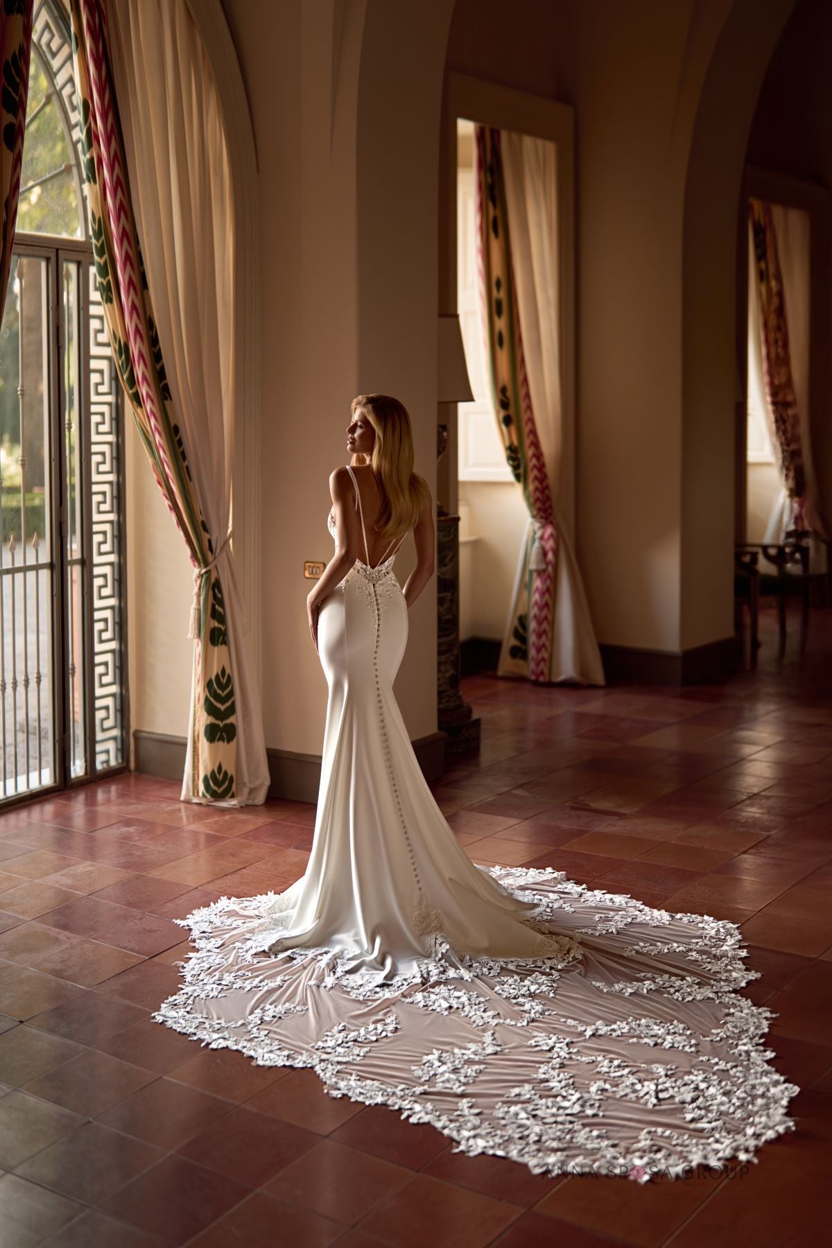 NARA Crepe and lace sheath gown - Reflections Bridal Studio