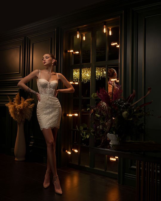 NOEMIE Mini - gown reception dress - Reflections Bridal Studio
