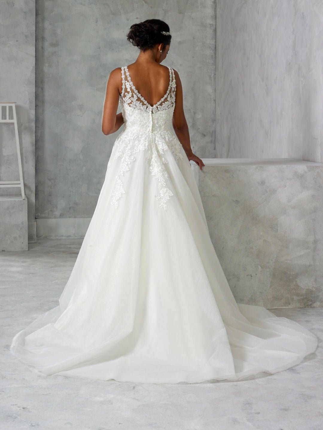TILLY V - neck tulle and lace gown size 6 to 40+ - Reflections Bridal Studio