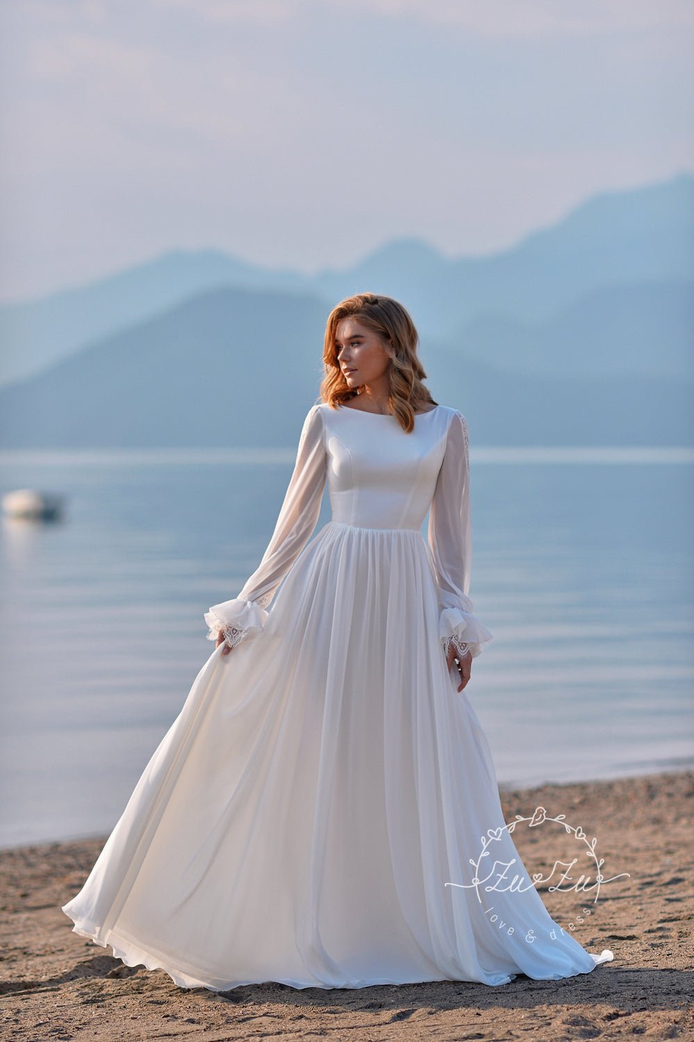 TRESSA - Chiffon and lace boho style - Reflections Bridal Studio