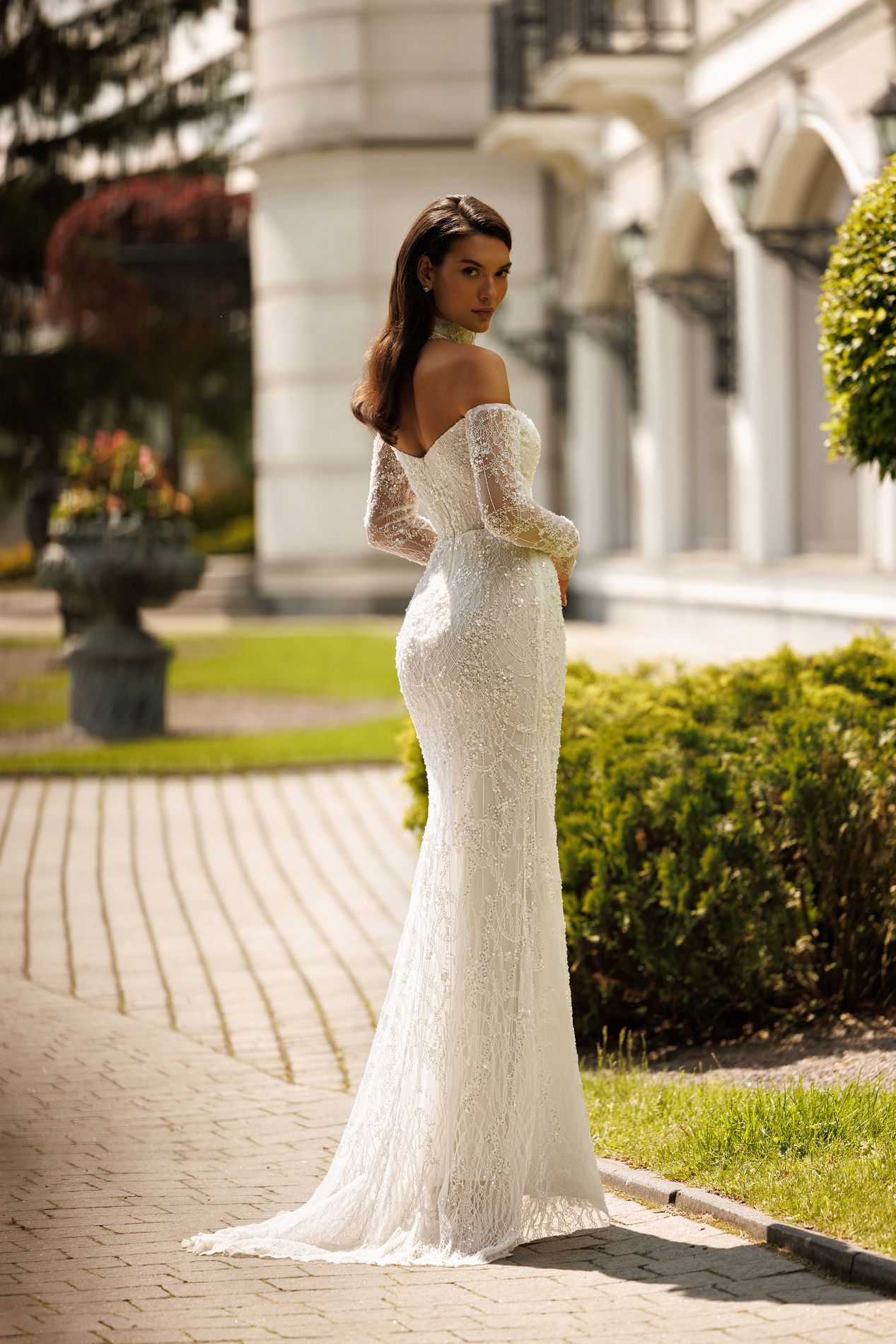 VELLORA Stunning long sleeve beaded gown - Reflections Bridal Studio