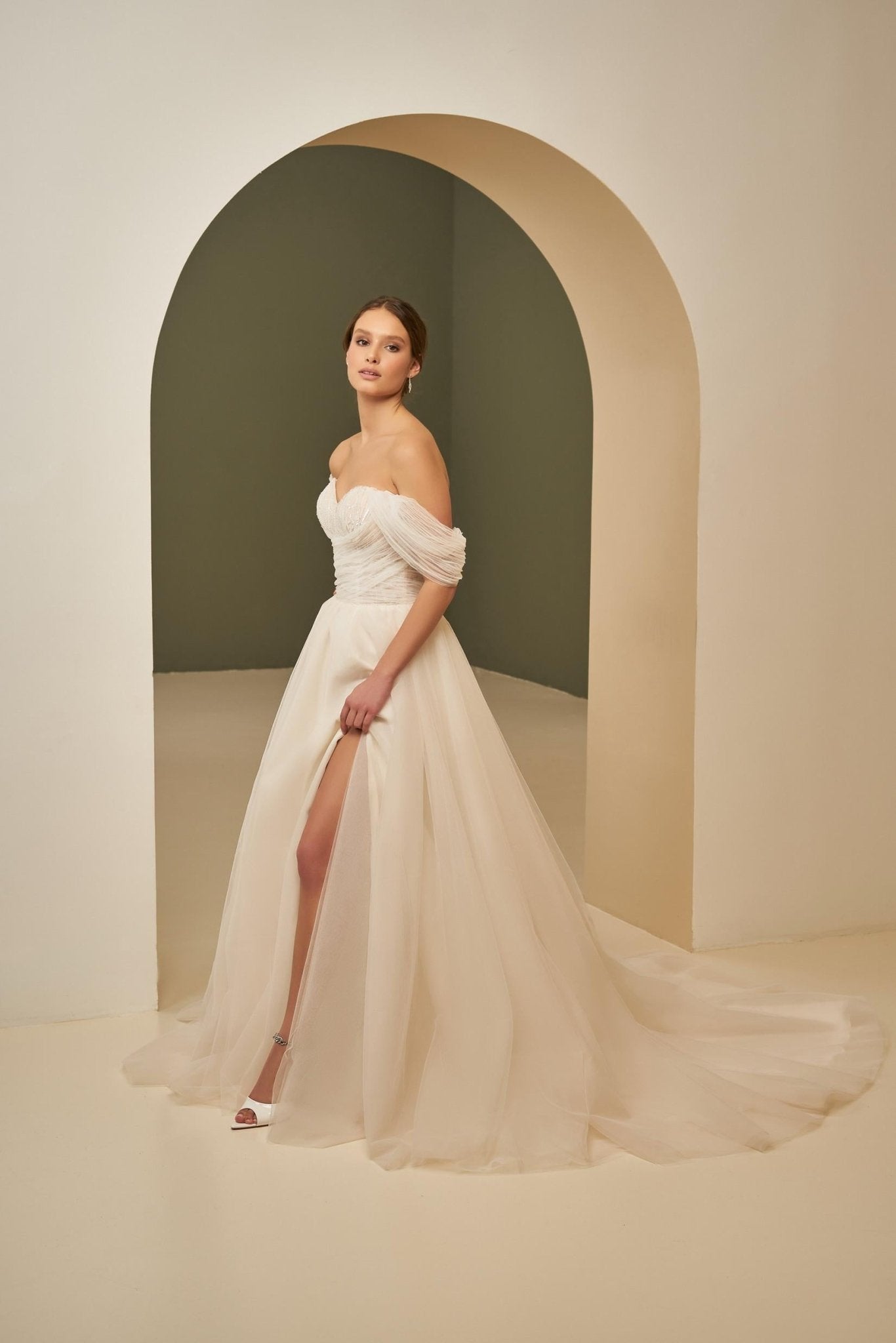 ZEFIR Tulle gown with detachable long sleeves - Reflections Bridal Studio