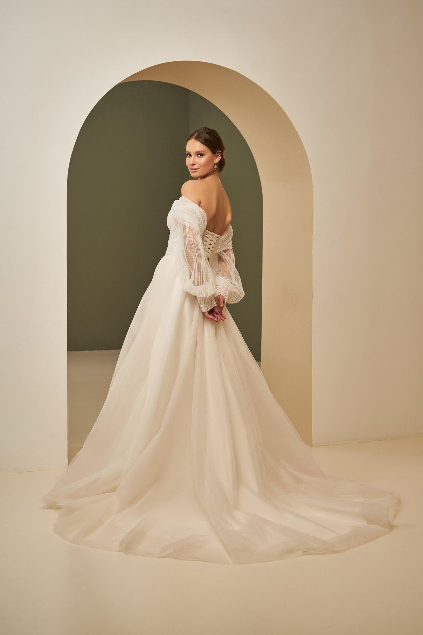 ZEFIR Tulle gown with detachable long sleeves - Reflections Bridal Studio