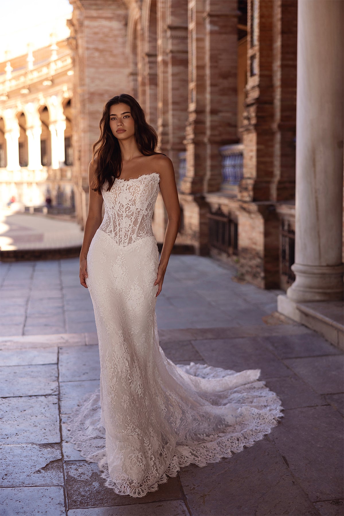 #DANJE Strapless lace fit & flare wedding dress