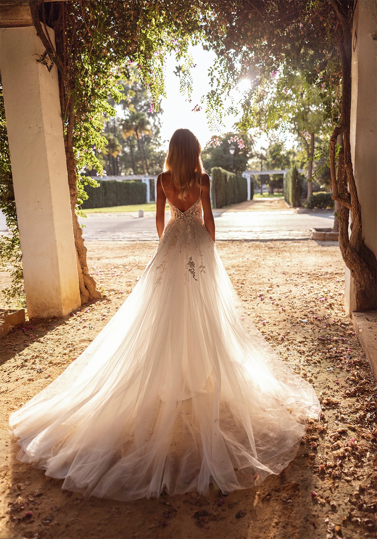 #DELILA A-line lace appliqués on tulle with sweetheart neckline