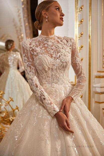 NARMA An amazing beaded wedding dress with very long train