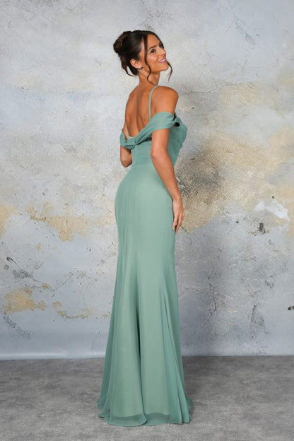 RDM1341 Chiffon bridesmaid with beaded neckline