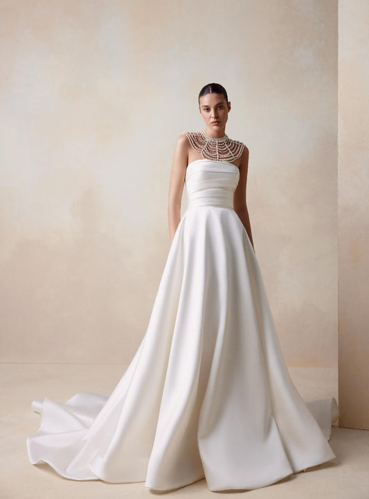 PETRA Elegant strapless mikado gown