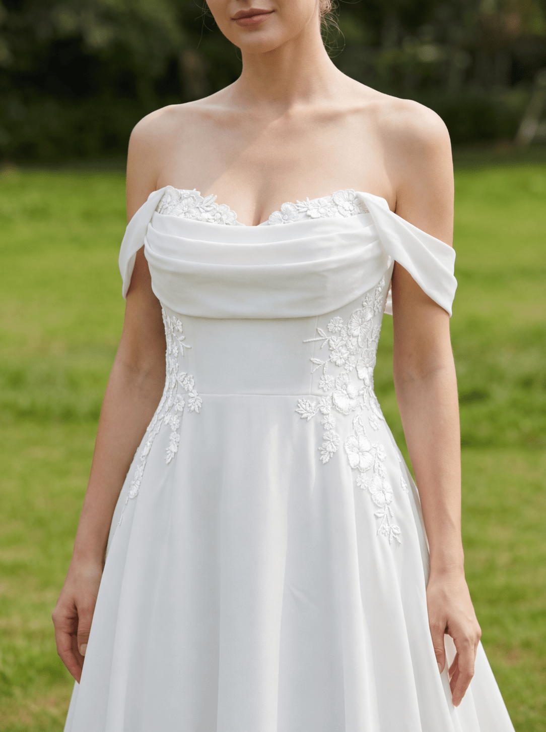 APRIL Floral embroidered A - line gown - Reflections Bridal Studio