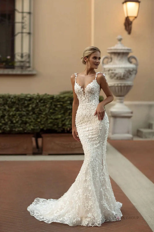 BRIAR all over 3D floral lace in a fit and flare shape - Reflections Bridal Studio