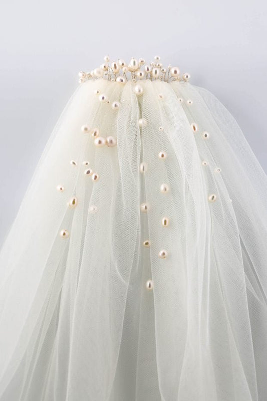 Cascading Pearl Veil - Reflections Bridal Studio