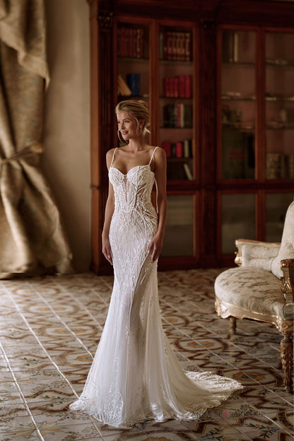 CITRINA - Beaded lace fit & flare with cape - Reflections Bridal Studio