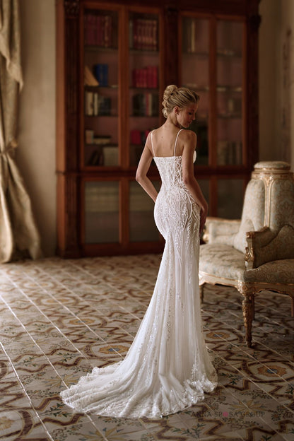 CITRINA - Beaded lace fit & flare with cape - Reflections Bridal Studio