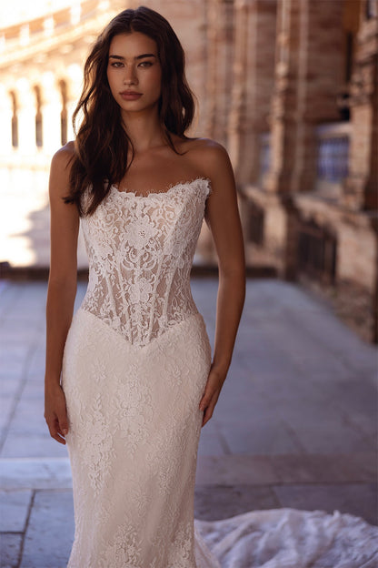 #DANJE Strapless lace fit & flare wedding dress - Reflections Bridal Studio