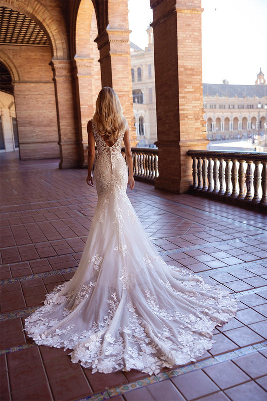 #DORABELL V neckline lace fit & flare - Reflections Bridal Studio