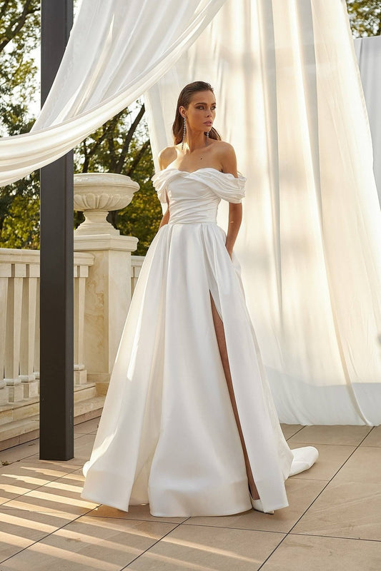 ERIN Mikado off - the - shoulder gown - Reflections Bridal Studio