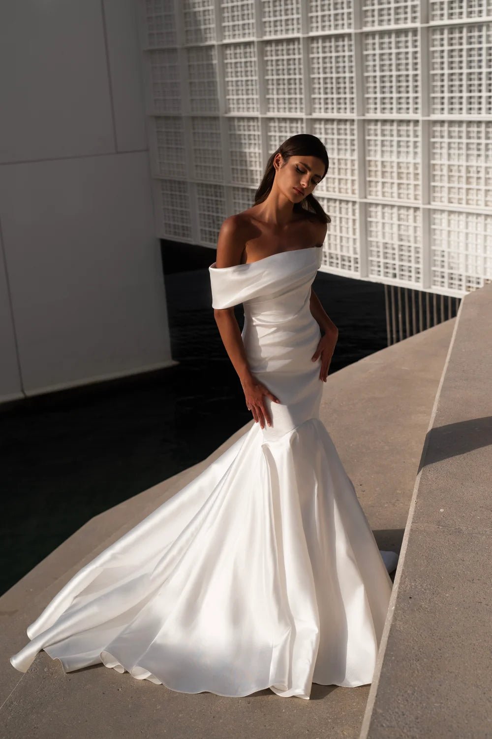 FAIRA Satin fishtail gown - Reflections Bridal Studio