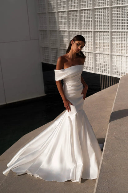 FAIRA Satin fishtail gown - Reflections Bridal Studio