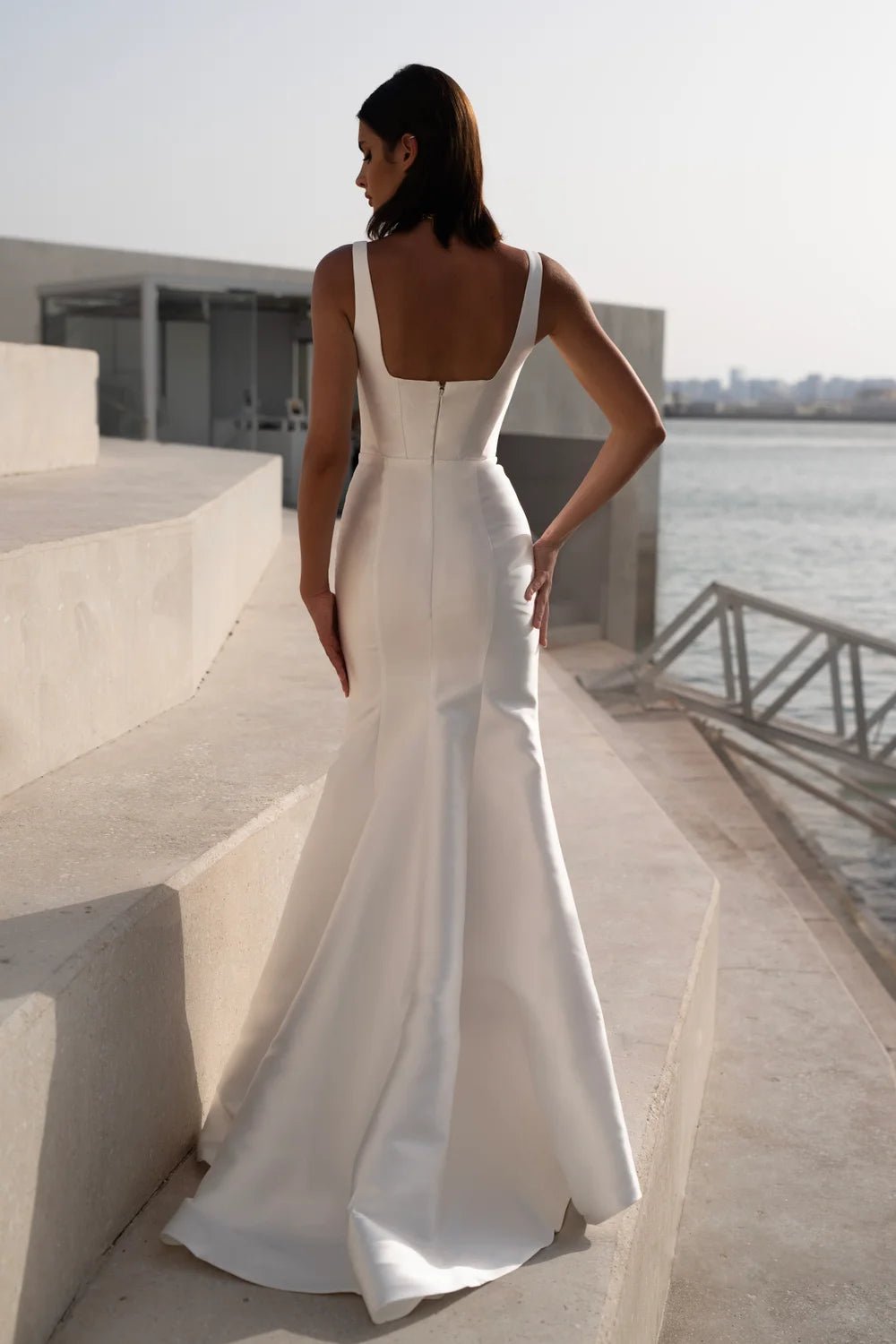 FARZET Petite Mikado fit and flare gown - Reflections Bridal Studio