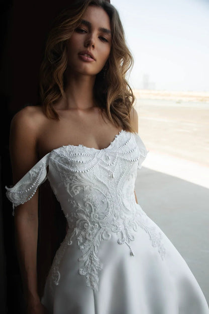 FRAU A - line satin gown - Reflections Bridal Studio