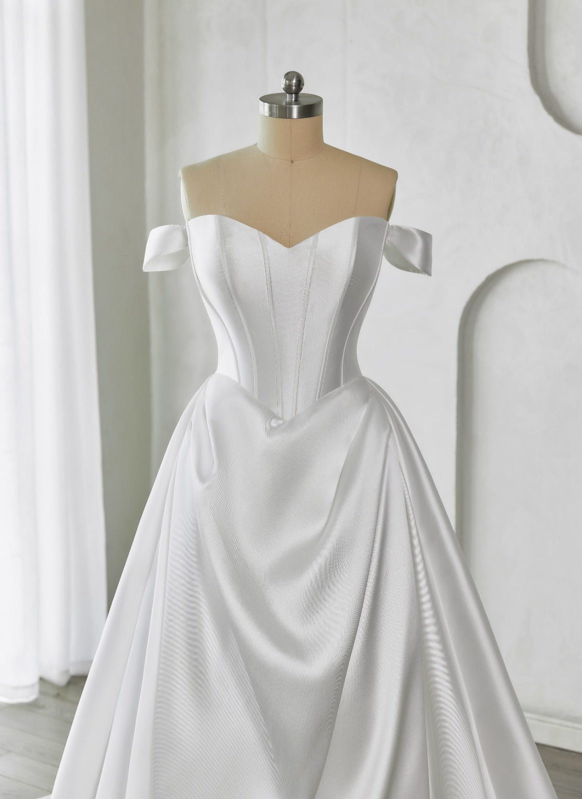 GLORIANNA Mikado A - line gown with corset bodice - Reflections Bridal Studio