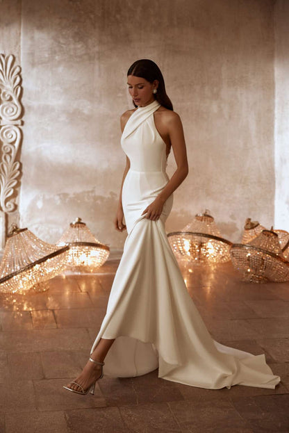 HILDA Soft satin halterneck wedding dress - Reflections Bridal Studio