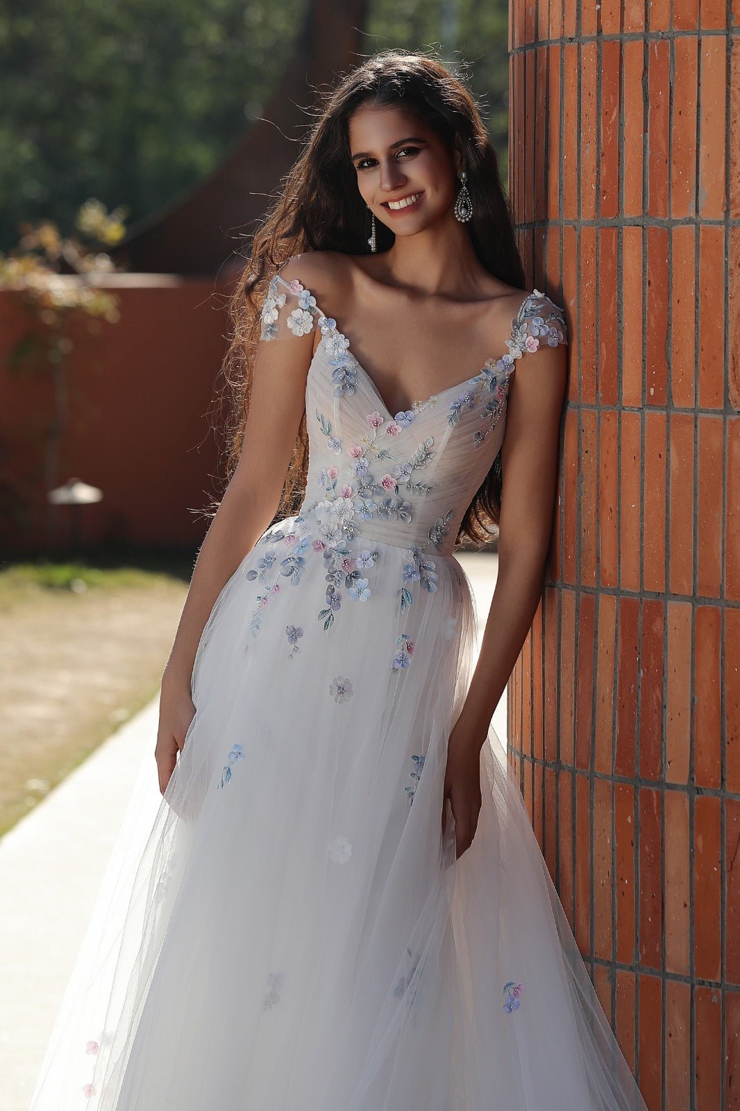 HYACINTH Arriving 30/10 Pretty floral detail on a soft A - line skirt - Reflections Bridal Studio